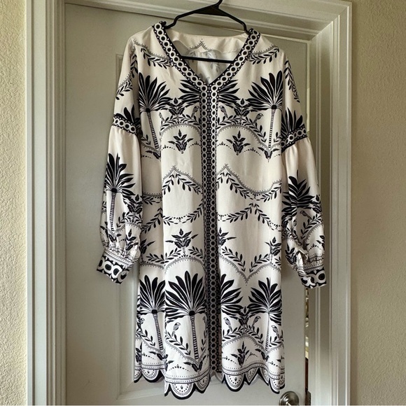 🌴 Boho Chic Midi Dress with Lantern Sleeves, size Medium - Picture 7 of 7